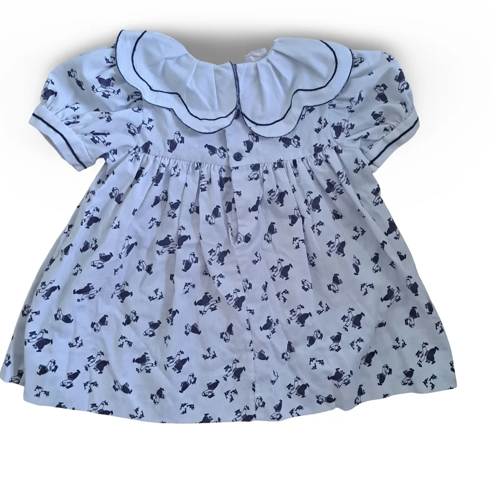 Vintage Kids Dress with Navy Print Toddler 2 Years - Picture 5 of 5